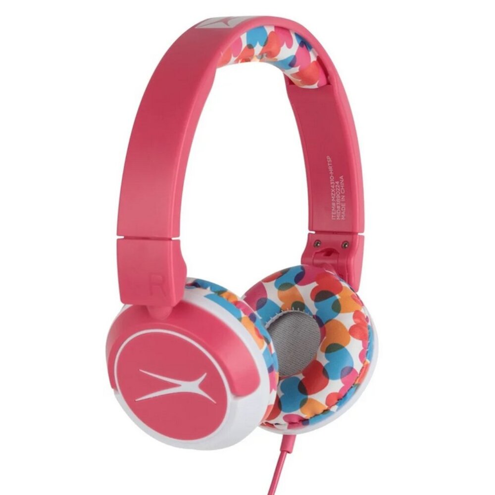 Kid Safe Altec Lansing Kid's Wired Over-Ear Headphones - Pink Hearts